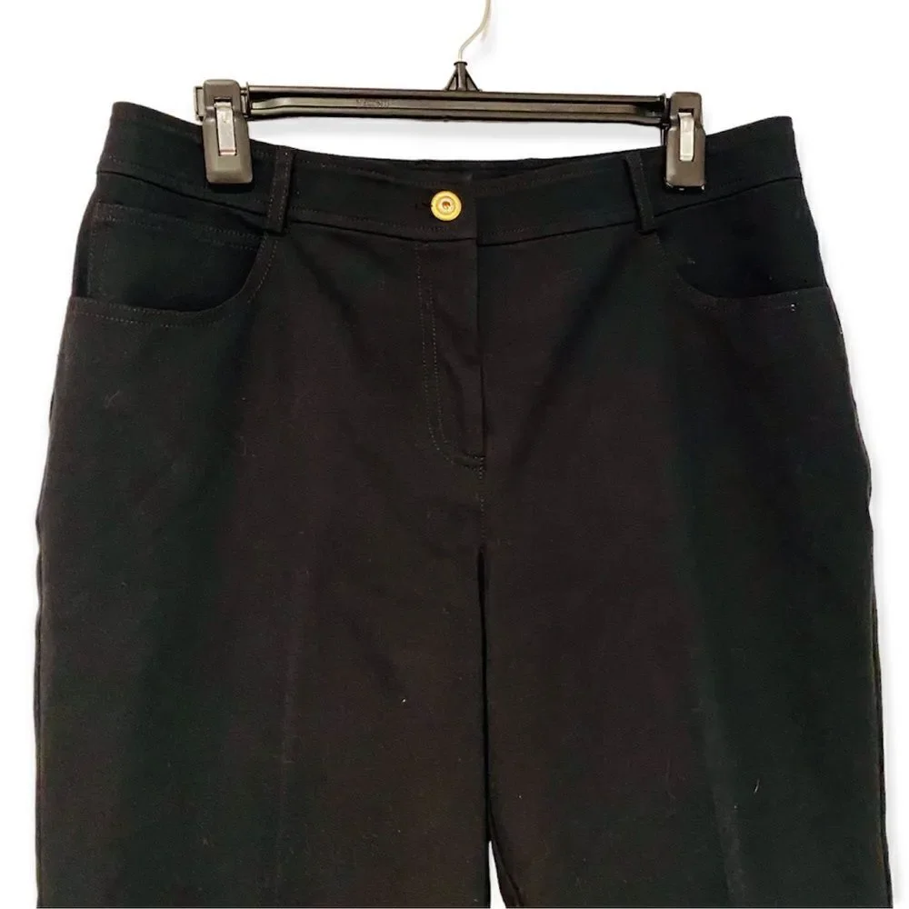 St. John Caviar Black Wide Leg High Rise Pants Size 10 - Picture 3 of 6